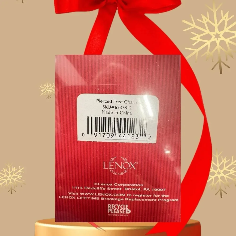 Lenox White Christmas Tree Ornament with‎ Red Ribbon